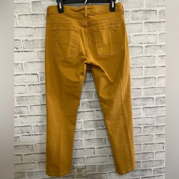 Women’s Garnet Hill mustard colored straight leg jean pants, size 6P - Picture 2 of 4